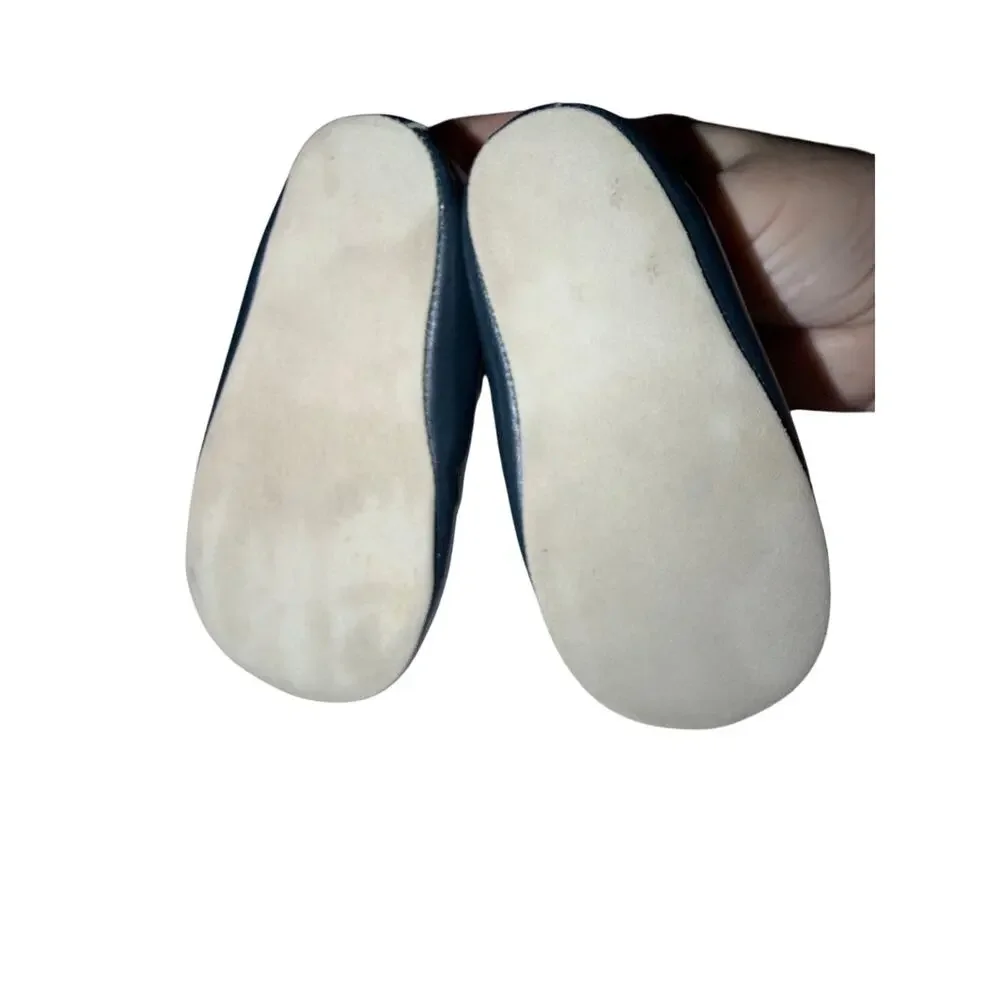 Vintage navy blue baby shoes double strap Maryjanes Mary Janes baby deer USA